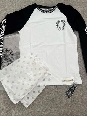 Chrome Hearts Kids Black & White Raglan Long Sleeve Tee